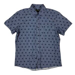 Wallin And Bros Blue Floral Short Sleeve Button Up Shirt Large